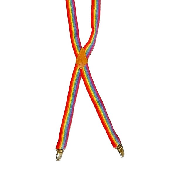 RARE! True Vintage LEVIS Levi's Saddleman logo rainbow suspenders /braces PRIDE - Picture 2 of 9